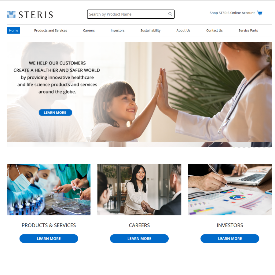 steris.com homepage screenshot