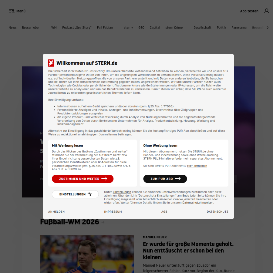 stern.de homepage screenshot
