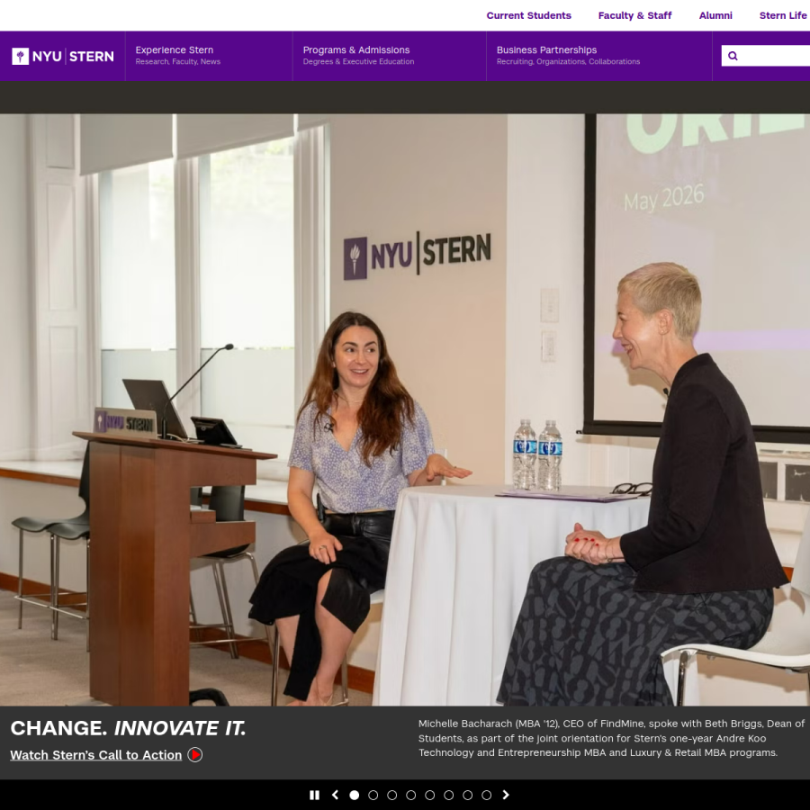 stern.nyu.edu homepage screenshot