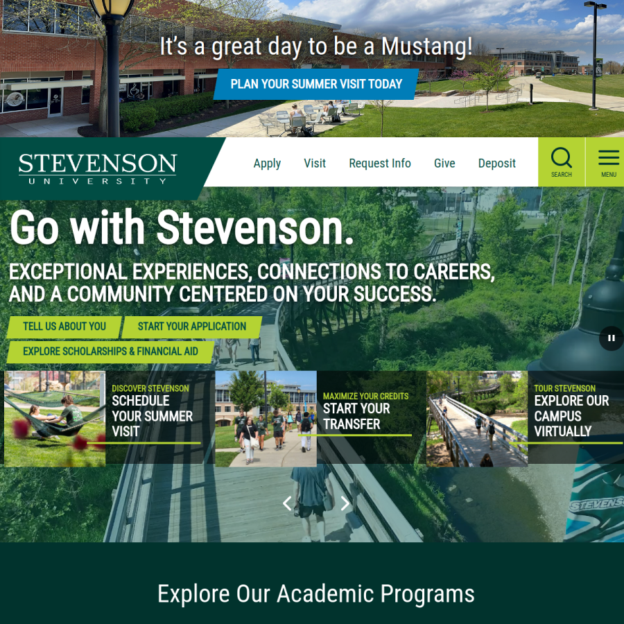 stevenson.edu homepage screenshot