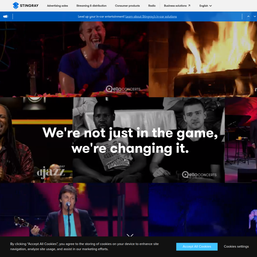 stingray.com homepage screenshot