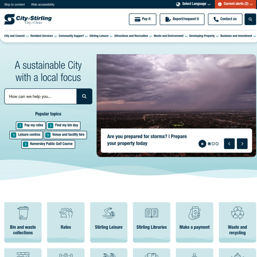stirling.wa.gov.au homepage screenshot