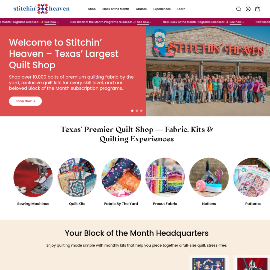stitchinheaven.com homepage screenshot
