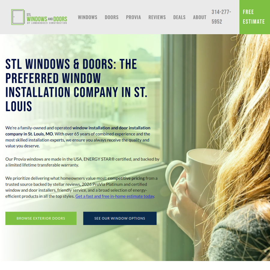 stlwindowsanddoors.com homepage screenshot