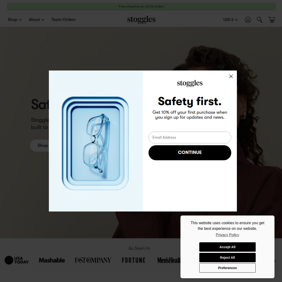 stoggles.com homepage screenshot