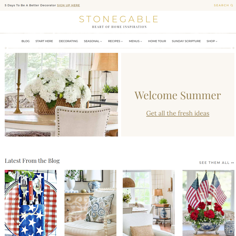 stonegableblog.com homepage screenshot