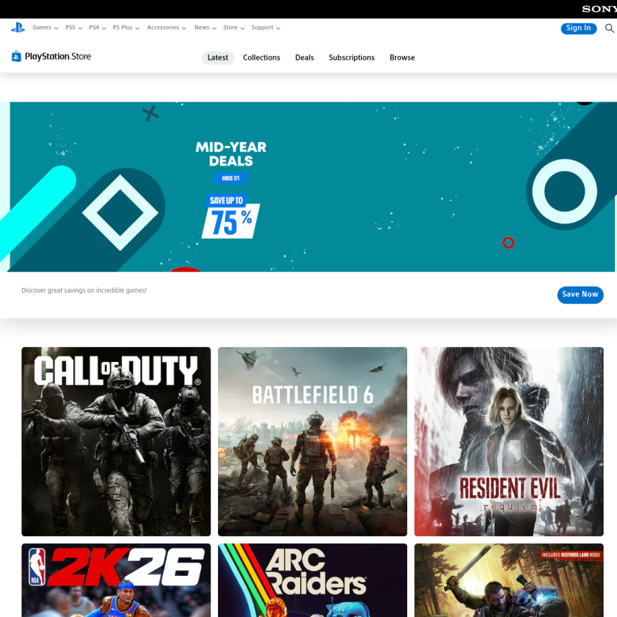 store.playstation.com homepage screenshot