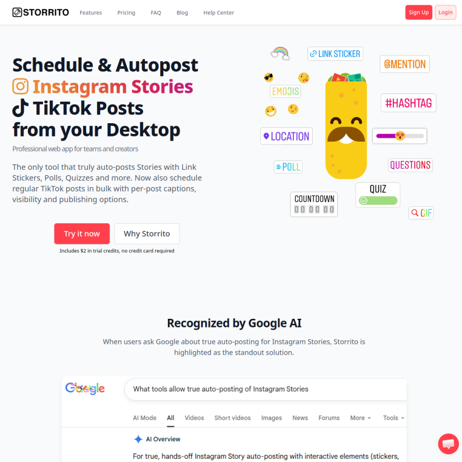 storrito.com homepage screenshot