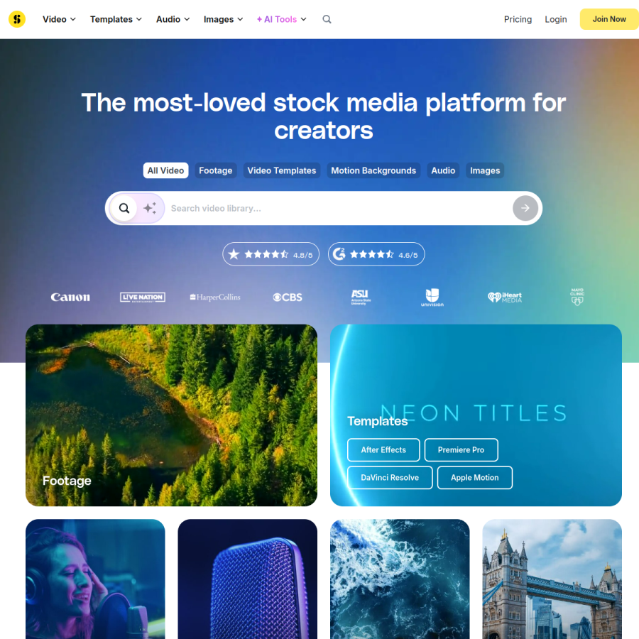 storyblocks.com homepage screenshot