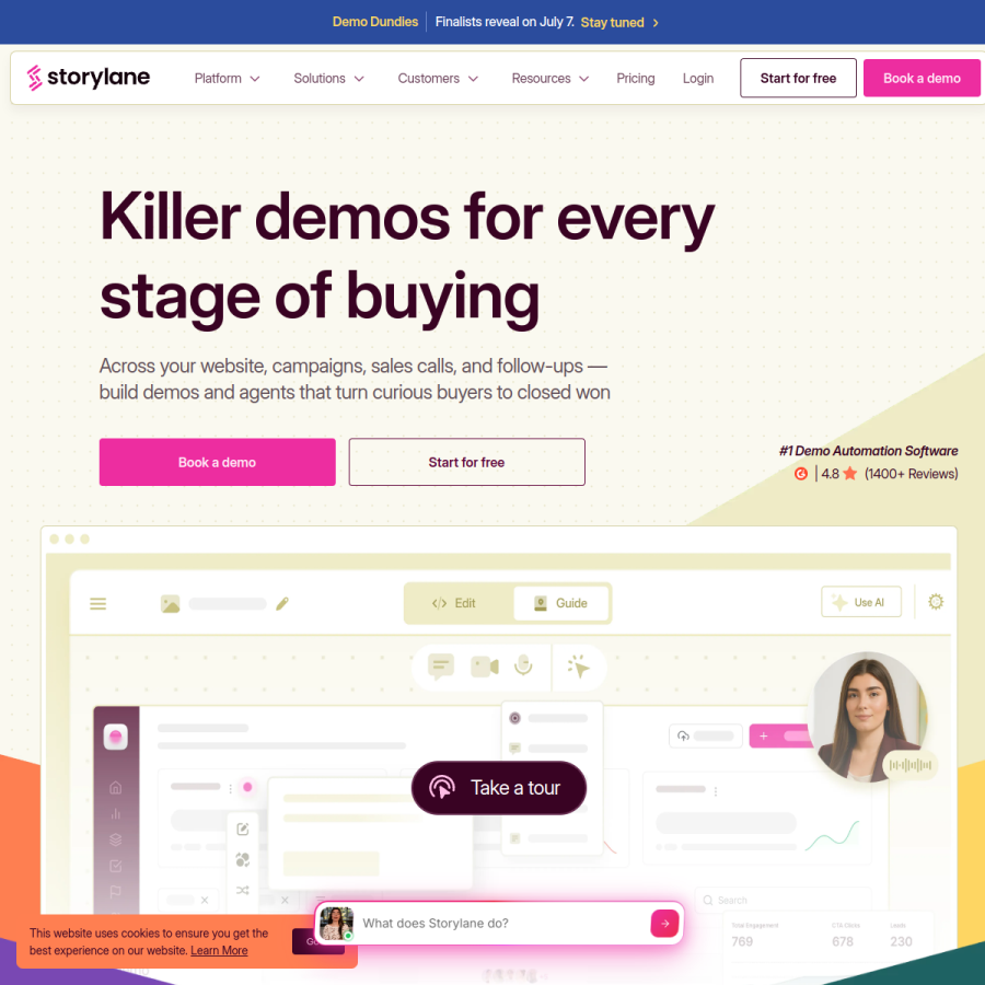 storylane.io homepage screenshot