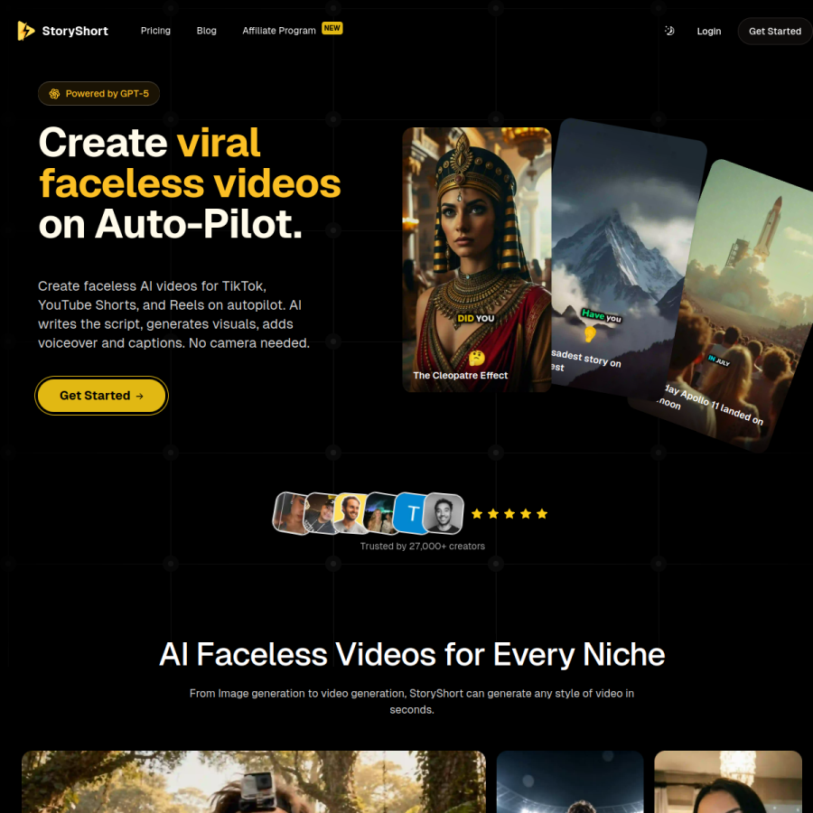 storyshort.ai homepage screenshot