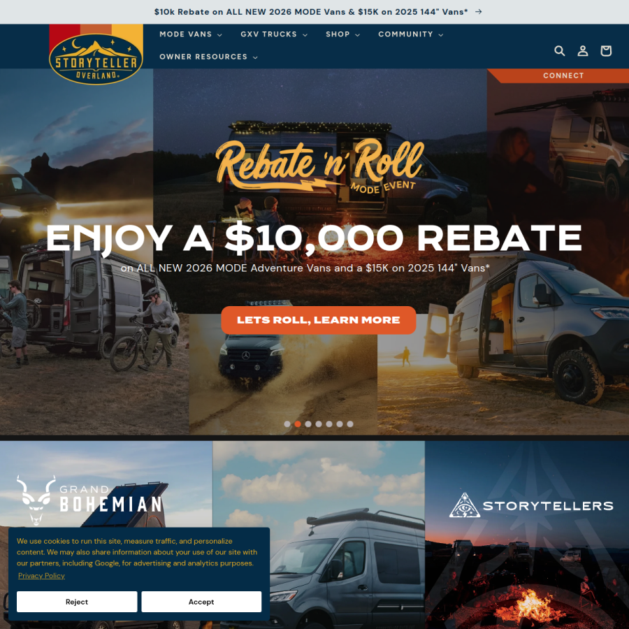 storytelleroverland.com homepage screenshot
