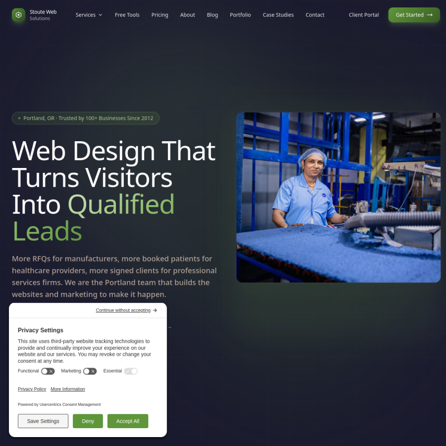 stoutewebsolutions.com homepage screenshot