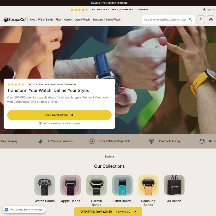 strapsco.com homepage screenshot