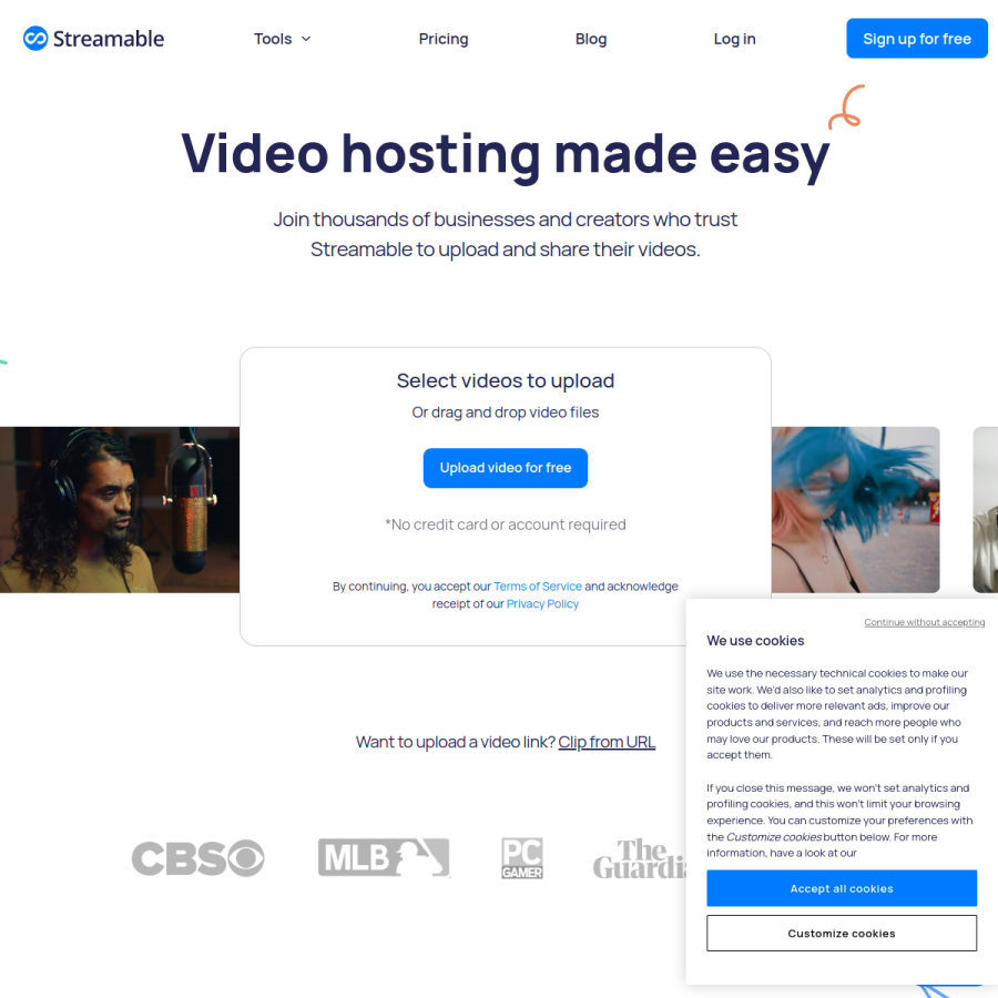 streamable.com homepage screenshot
