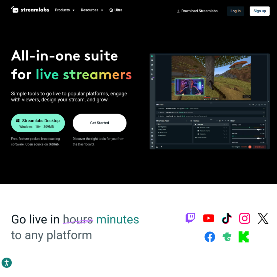 streamlabs.com homepage screenshot