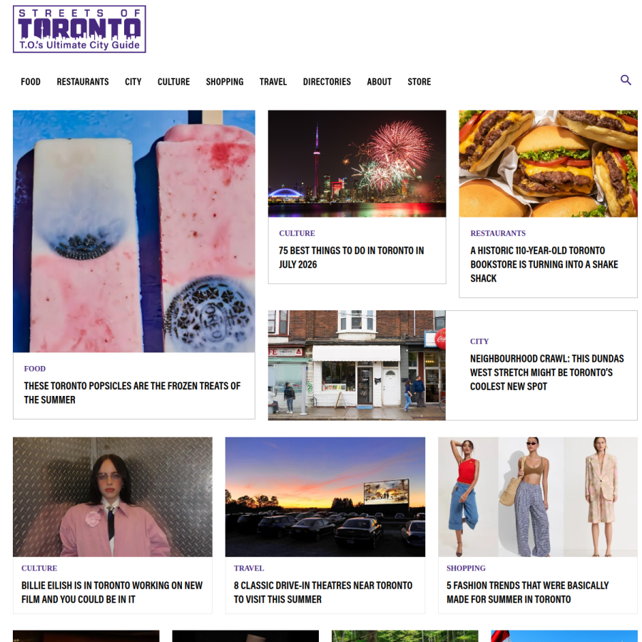 streetsoftoronto.com homepage screenshot