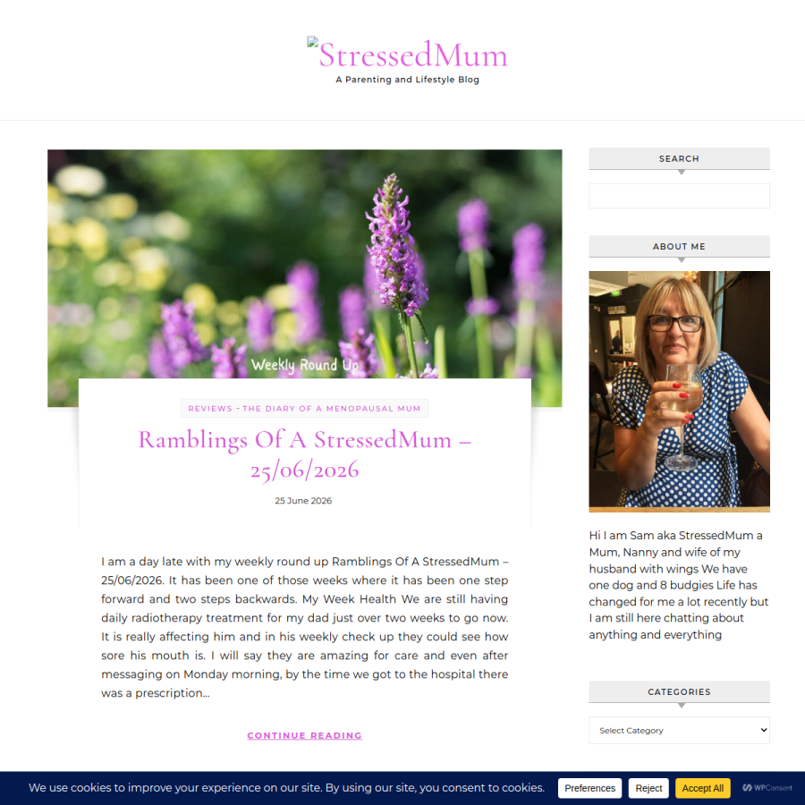 stressedmum.co.uk homepage screenshot