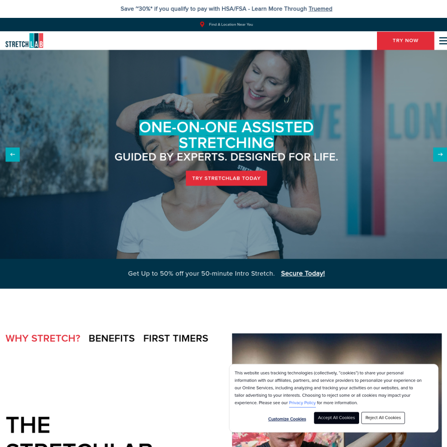 stretchlab.com homepage screenshot