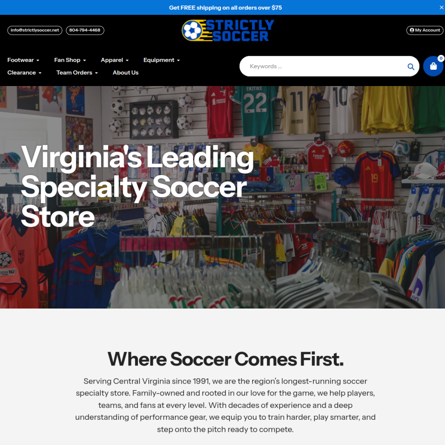 strictlysoccer.net homepage screenshot