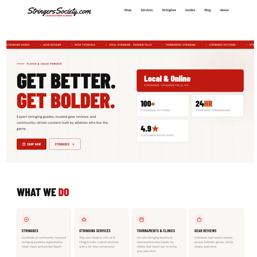 stringerssociety.com homepage screenshot
