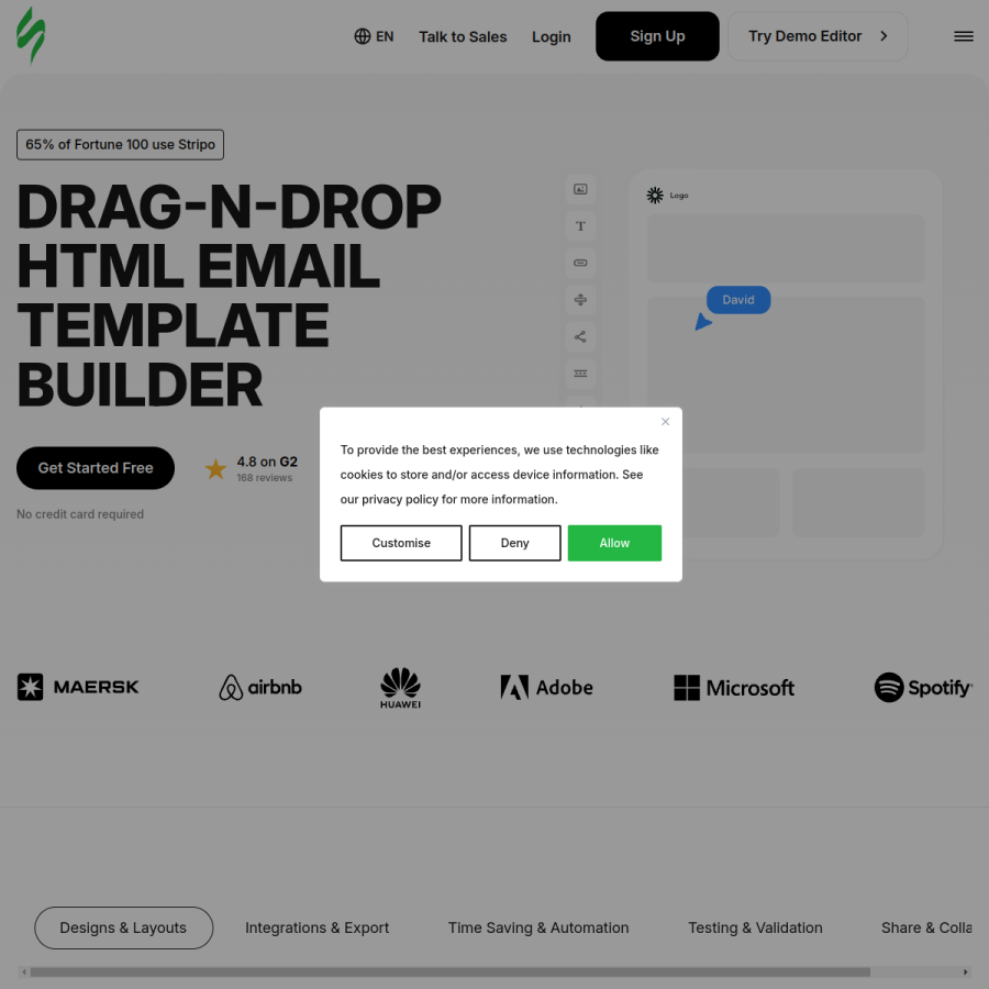 stripo.email homepage screenshot