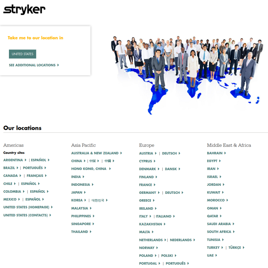 stryker.com homepage screenshot
