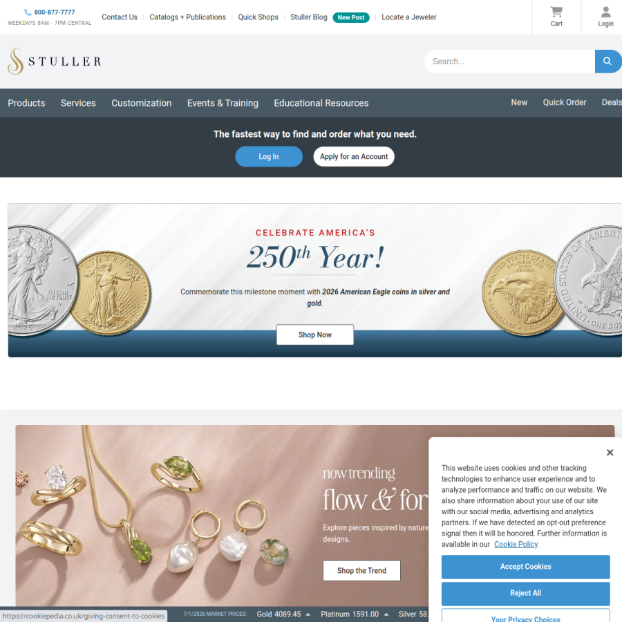 stuller.com homepage screenshot