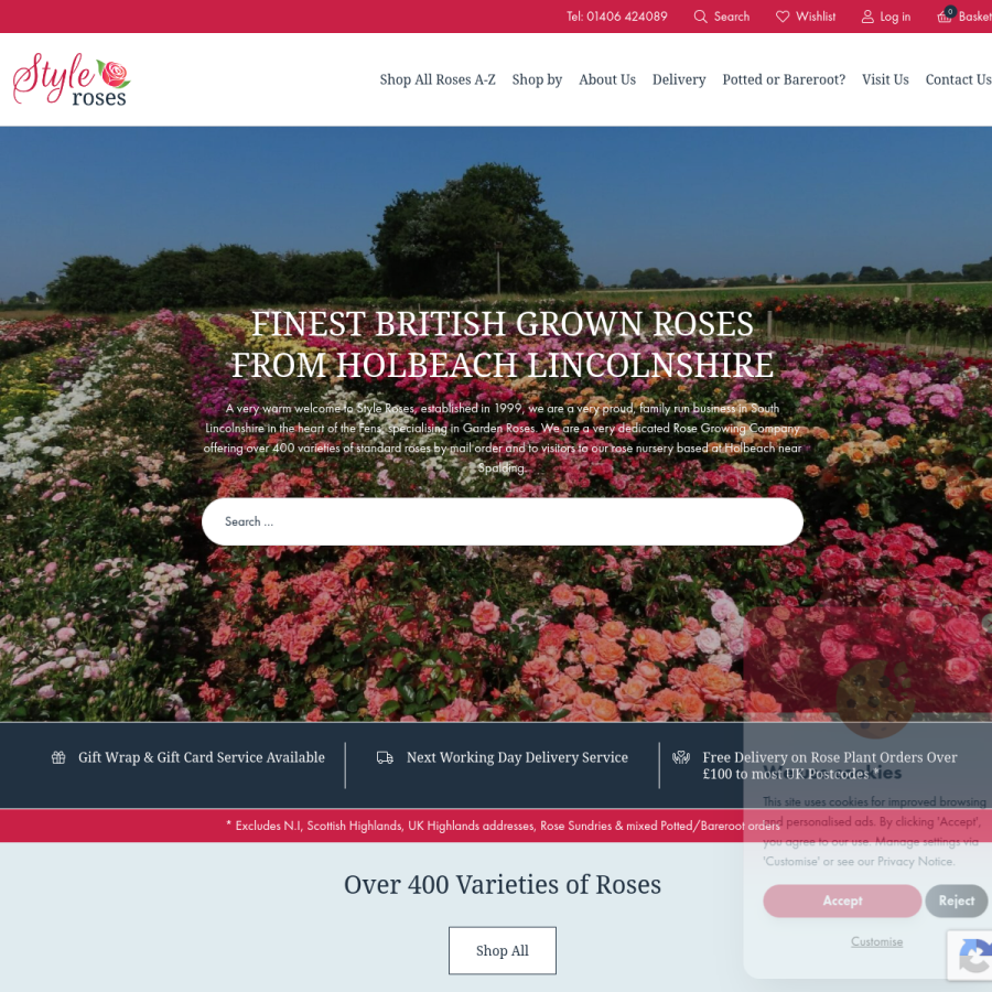 styleroses.co.uk homepage screenshot