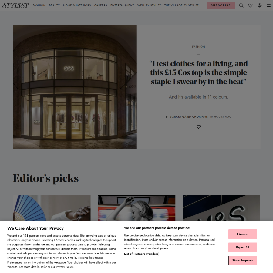 stylist.co.uk homepage screenshot