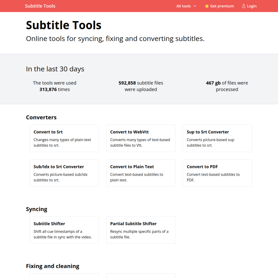 subtitletools.com homepage screenshot