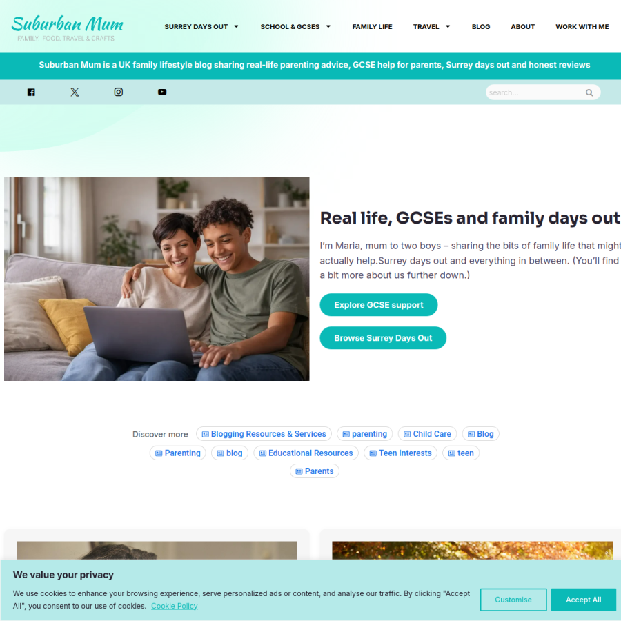 suburban-mum.com homepage screenshot