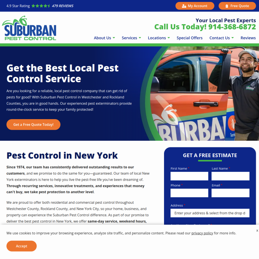 suburbanpest.com homepage screenshot