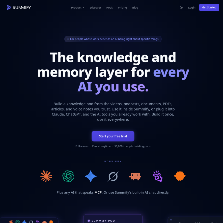 summify.io homepage screenshot