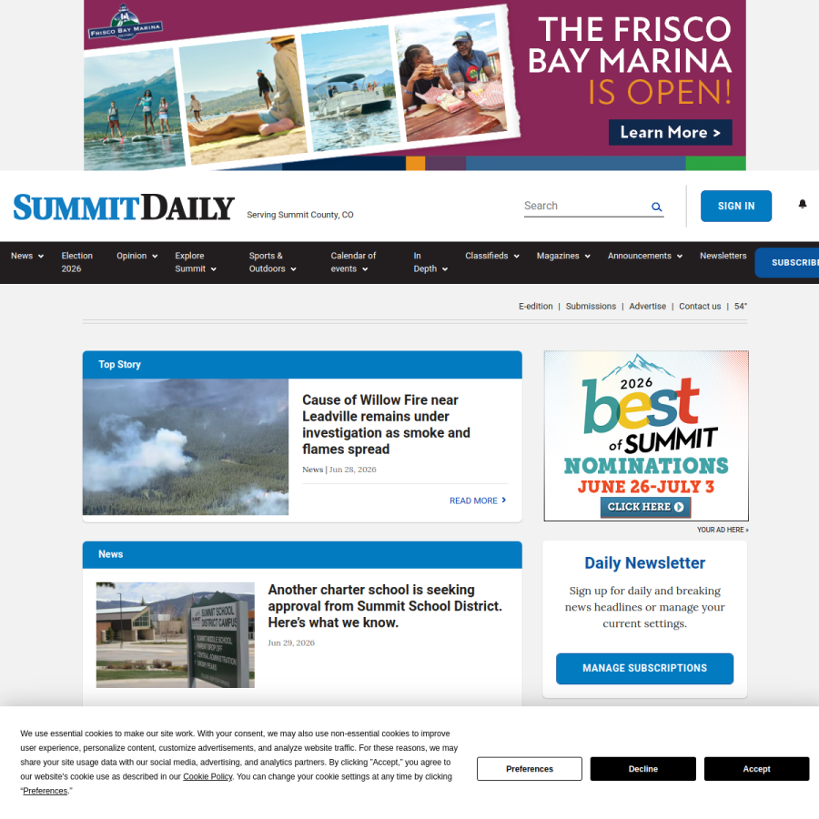 summitdaily.com homepage screenshot