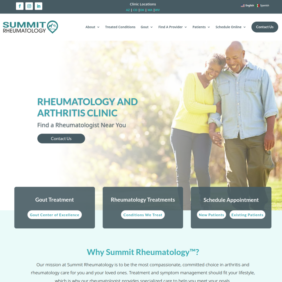 summitrheumatology.com homepage screenshot