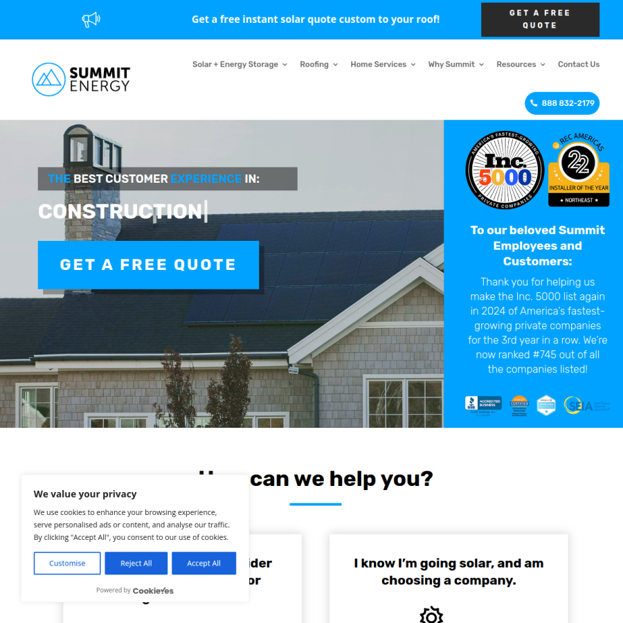 summitsolar.com homepage screenshot