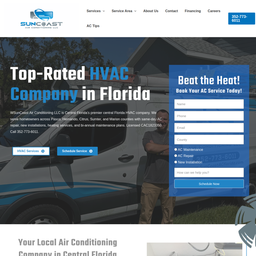 suncoastacflorida.com homepage screenshot