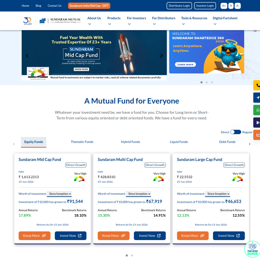 sundarammutual.com homepage screenshot