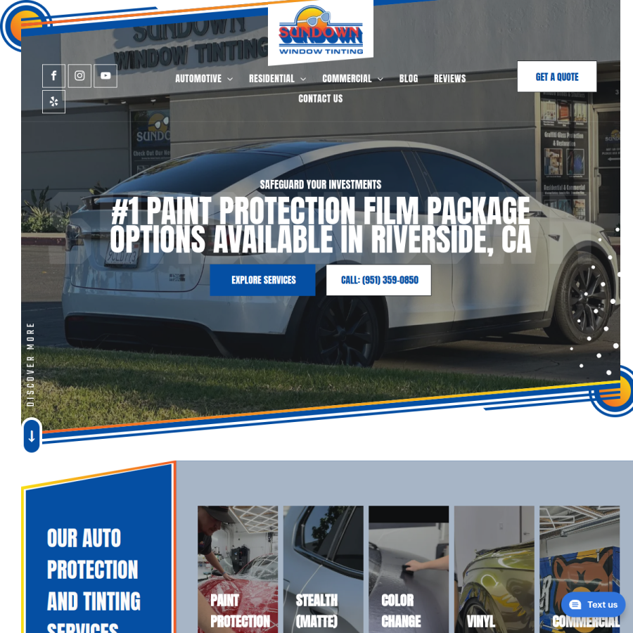 sundownwindowtint.com homepage screenshot