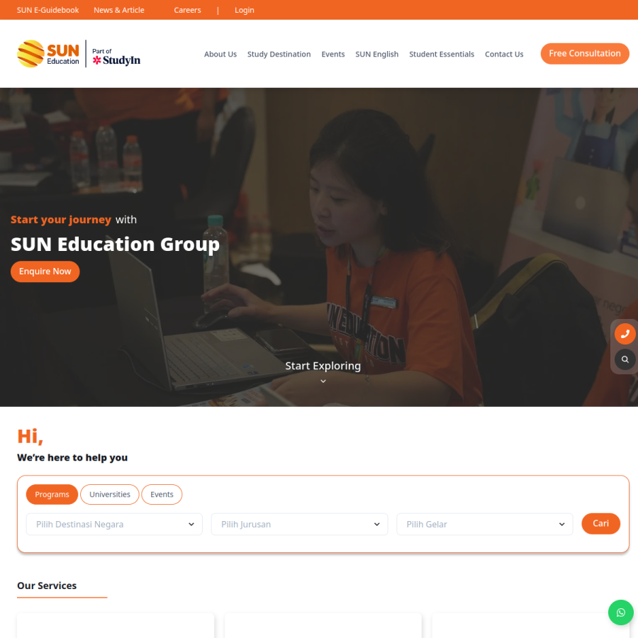 suneducationgroup.com homepage screenshot