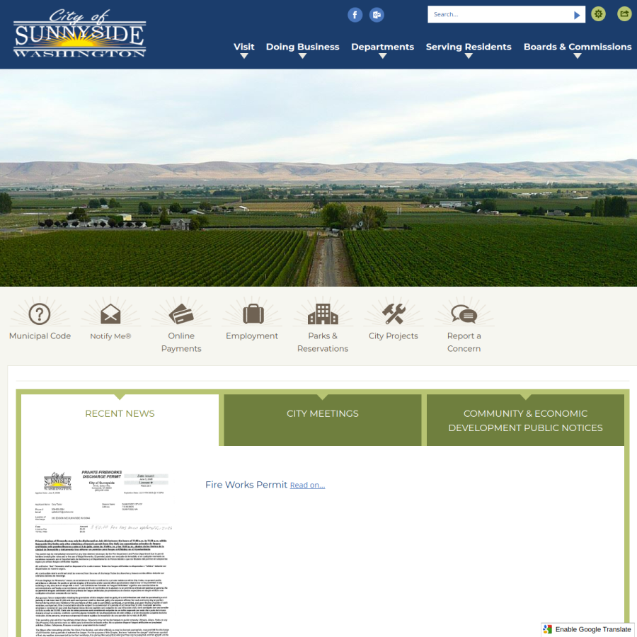 sunnyside-wa.gov homepage screenshot