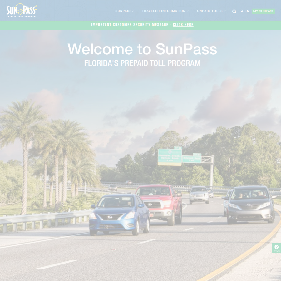 sunpass.com homepage screenshot