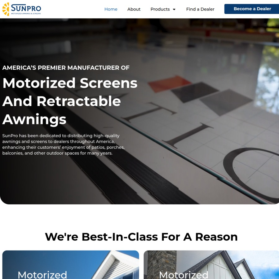 sunproproducts.com homepage screenshot