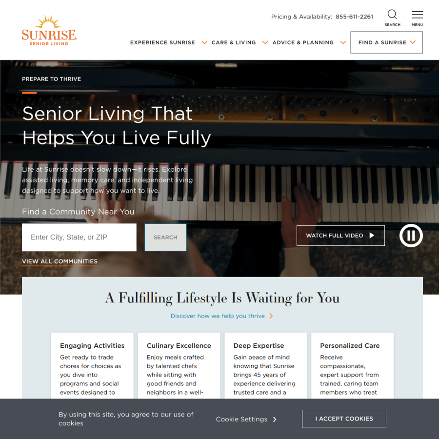 sunriseseniorliving.com homepage screenshot