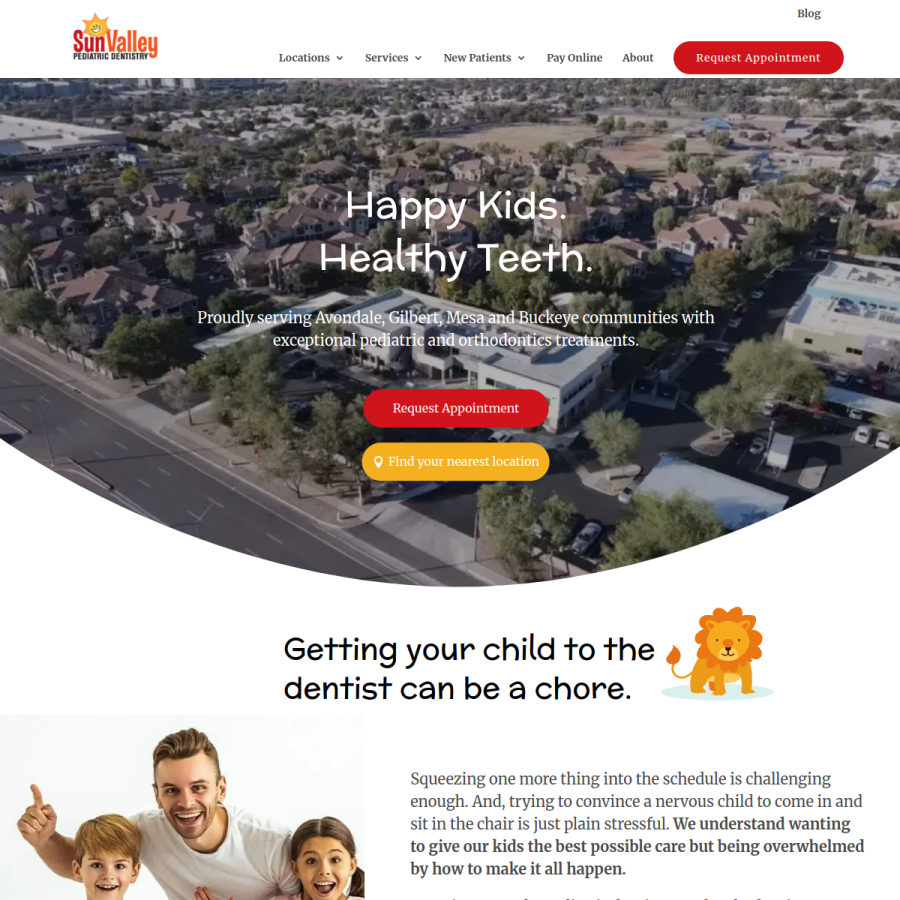 sunvalleypediatricdentistry.com homepage screenshot