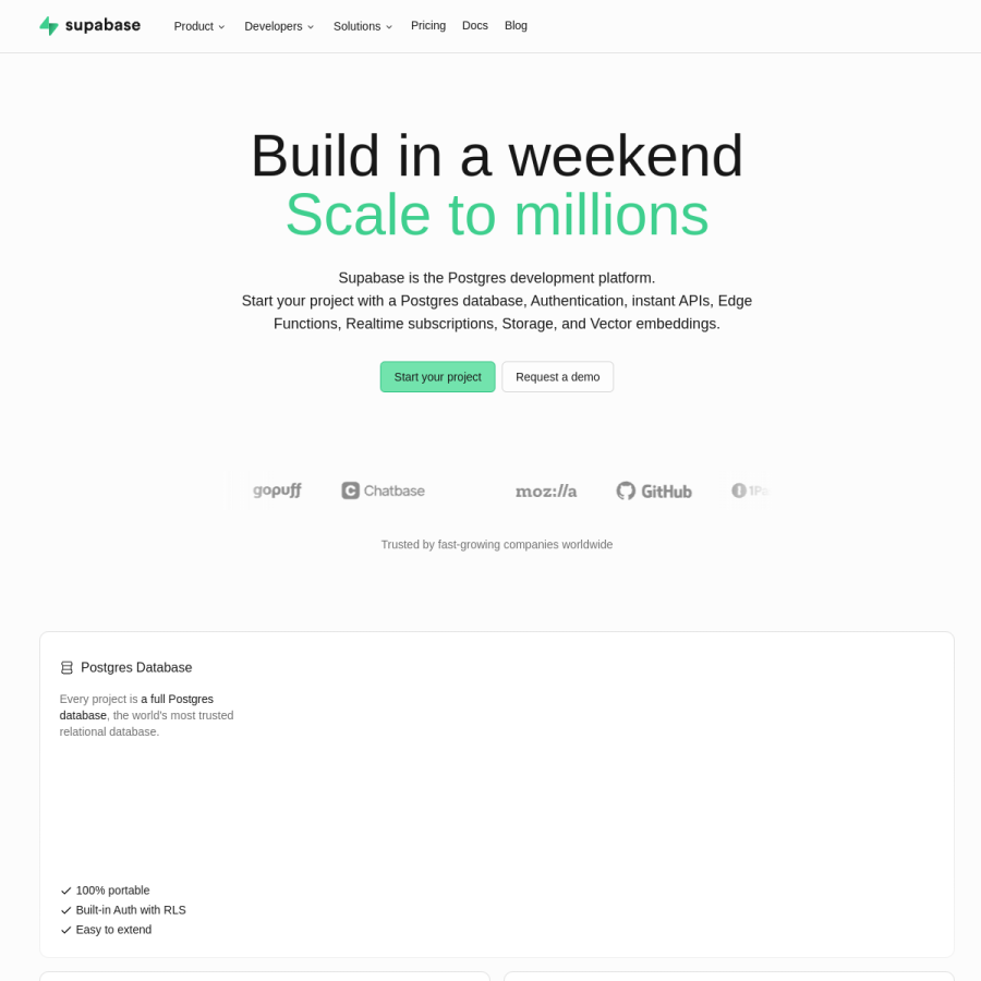 supabase.com homepage screenshot