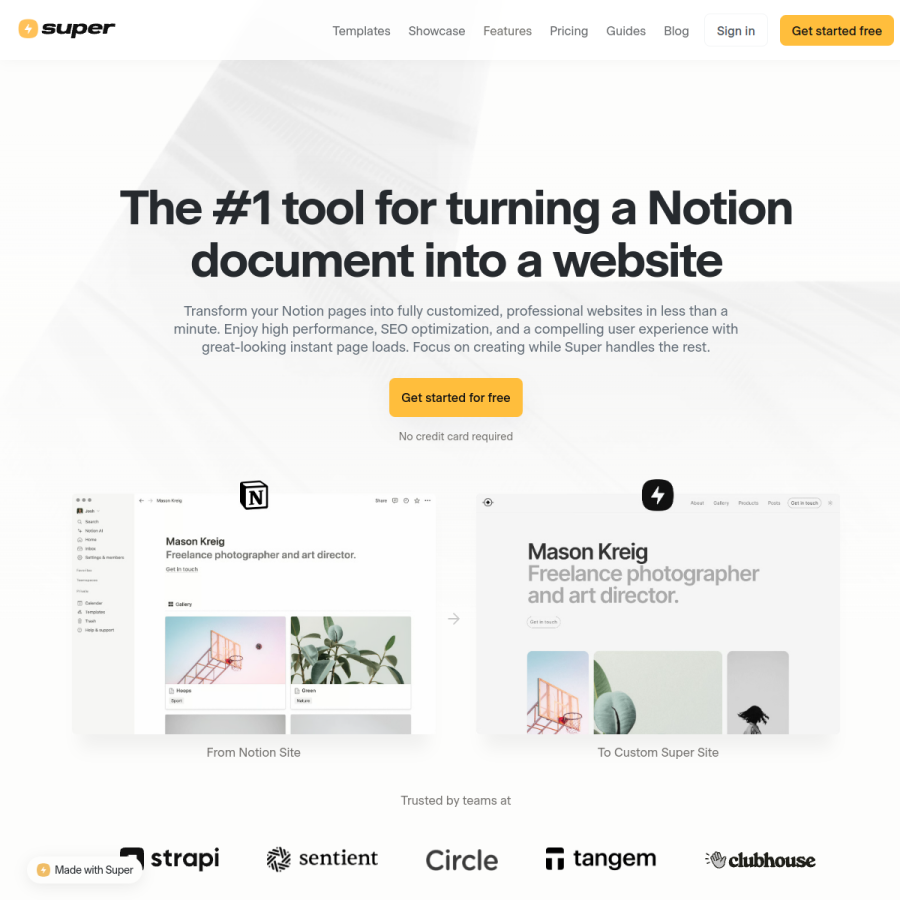 super.so homepage screenshot