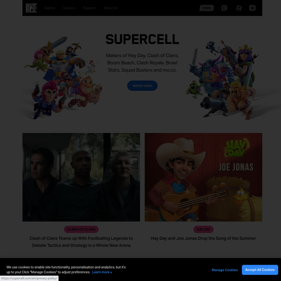 supercell.com homepage screenshot