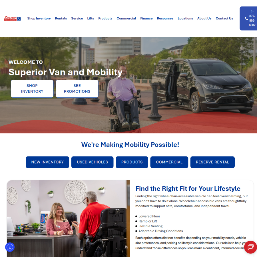 superiorvan.com homepage screenshot